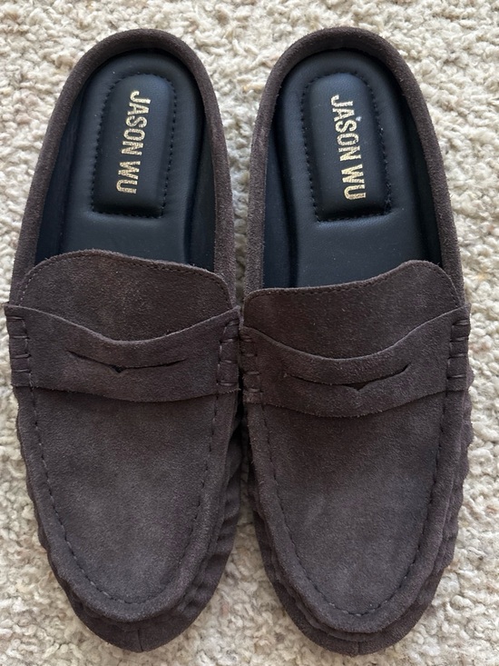 Jason Wu Shoes - Jason Wu Dark Brown Suede Penny Loafers for Women